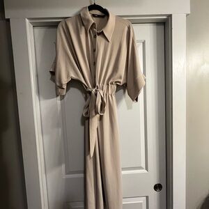 Zara Beige Button-Up Dress